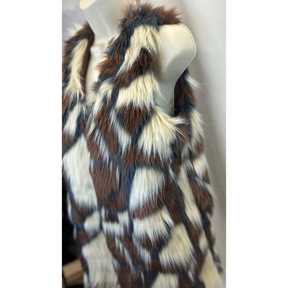 TCEC Faux Fur Vest – Multicolor Animal Print – Size M